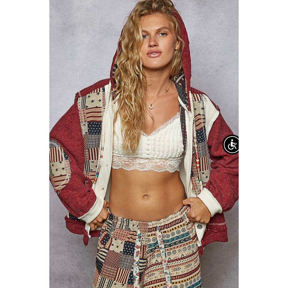 New!!! Pol Patriotic
Patchwork Hooded Jacket
